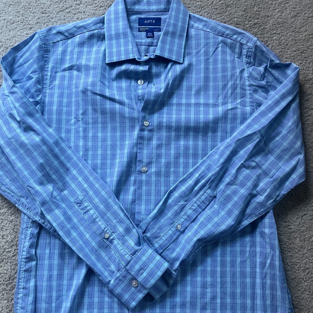 Apt. 9 Men's Blue Plaid Dress Shirt